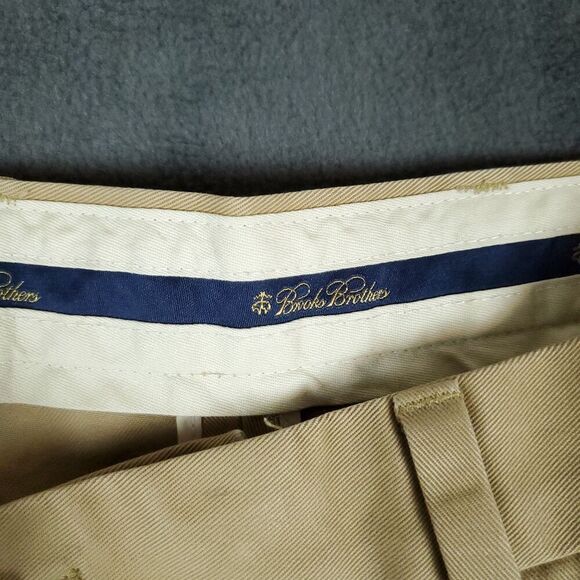 Brooks Brothers Pants Men's 36x32 Advantage Chino Elliot Beige Pleated Cuffed - Picture 6 of 14